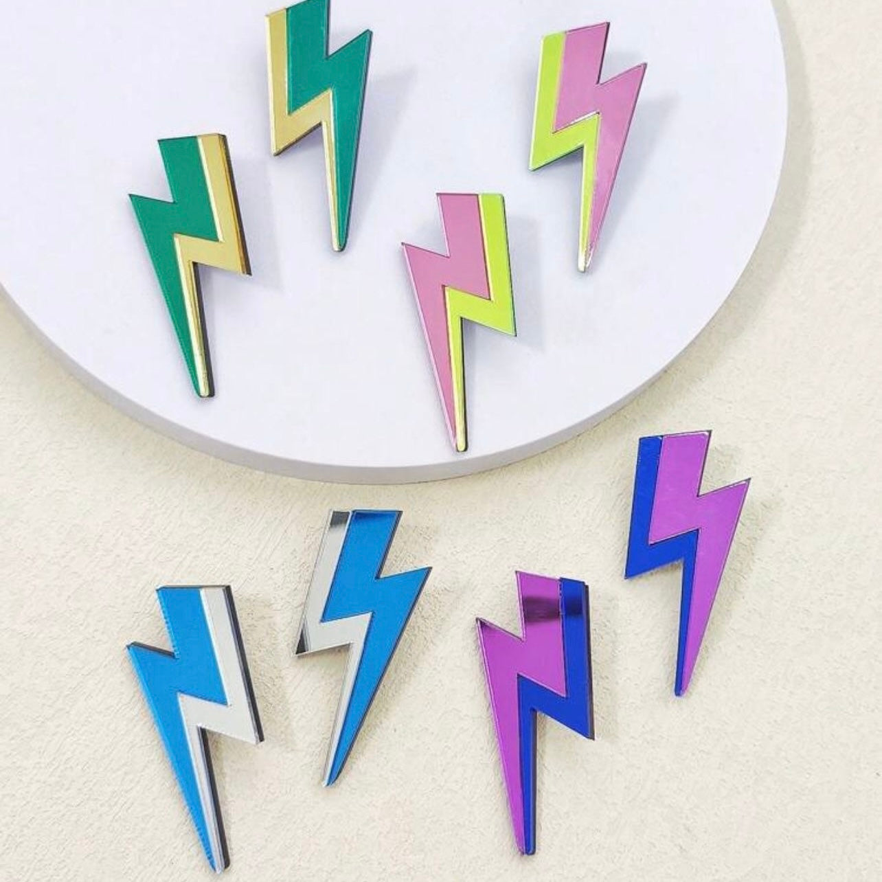 PENDIENTES RAYO AZUL Y PLATA