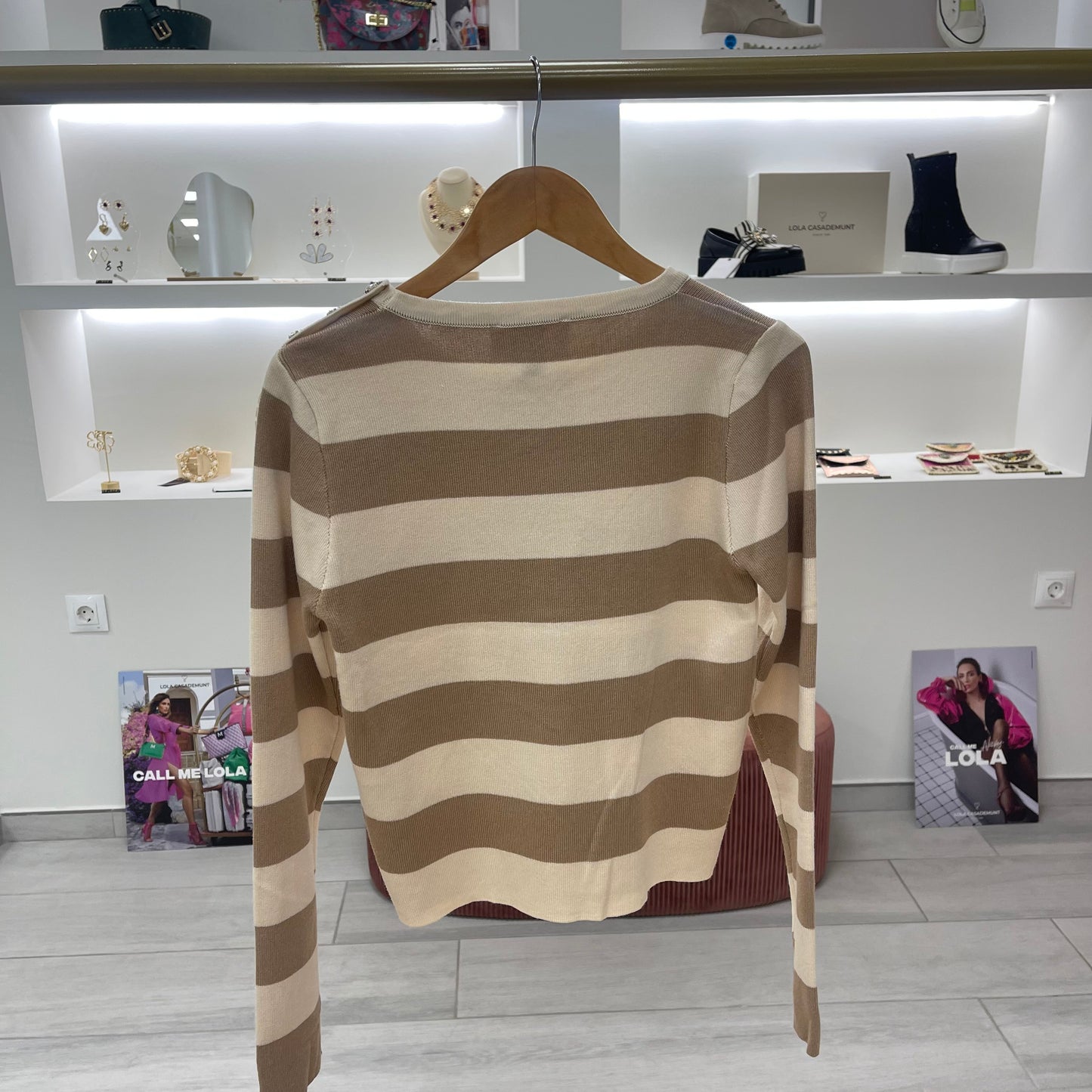 JERSEY PUNTO BOTONES JOYA BEIGE Y CAMEL