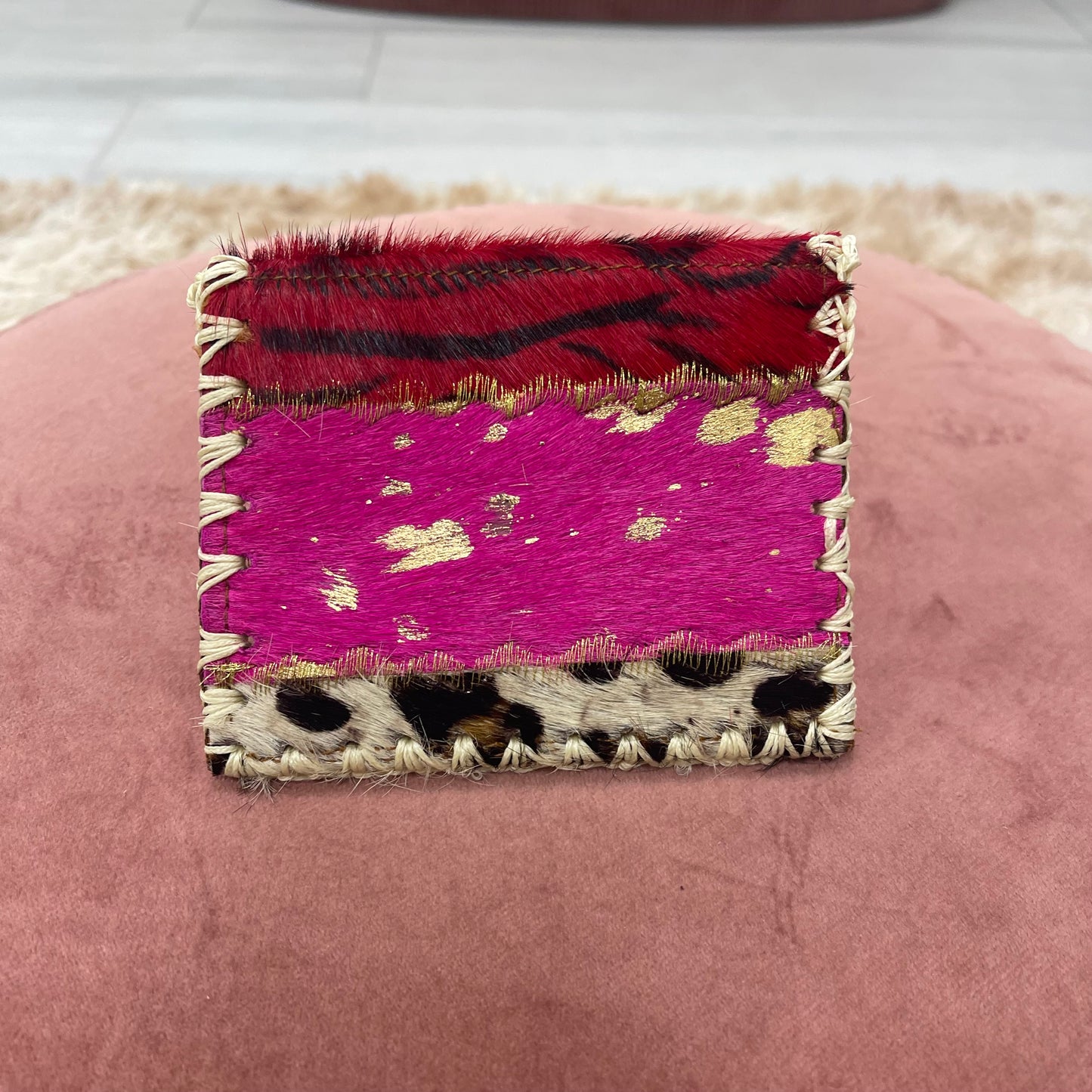 MONEDERO PIEL ESTAMPADO COMBINADO