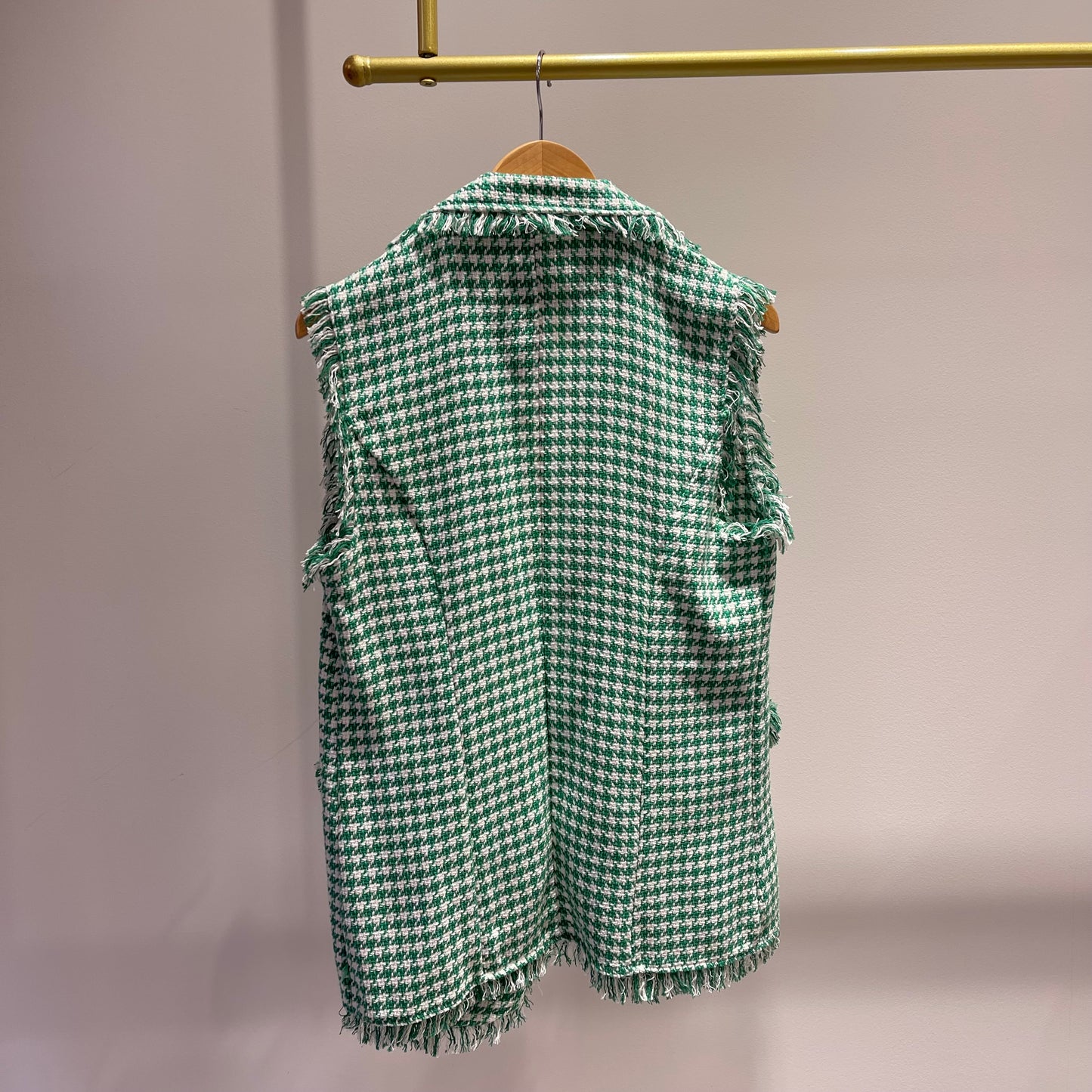 CHALECO TWEED VERDE Y BLANCO