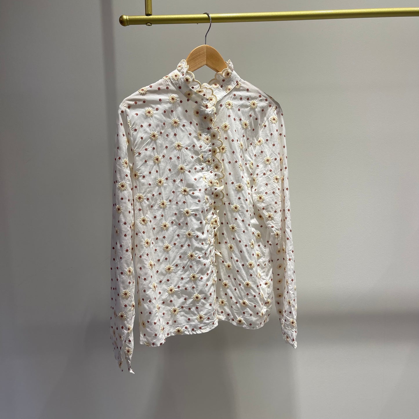 BLUSA BORDADA FLORES TONOS NARANJAS
