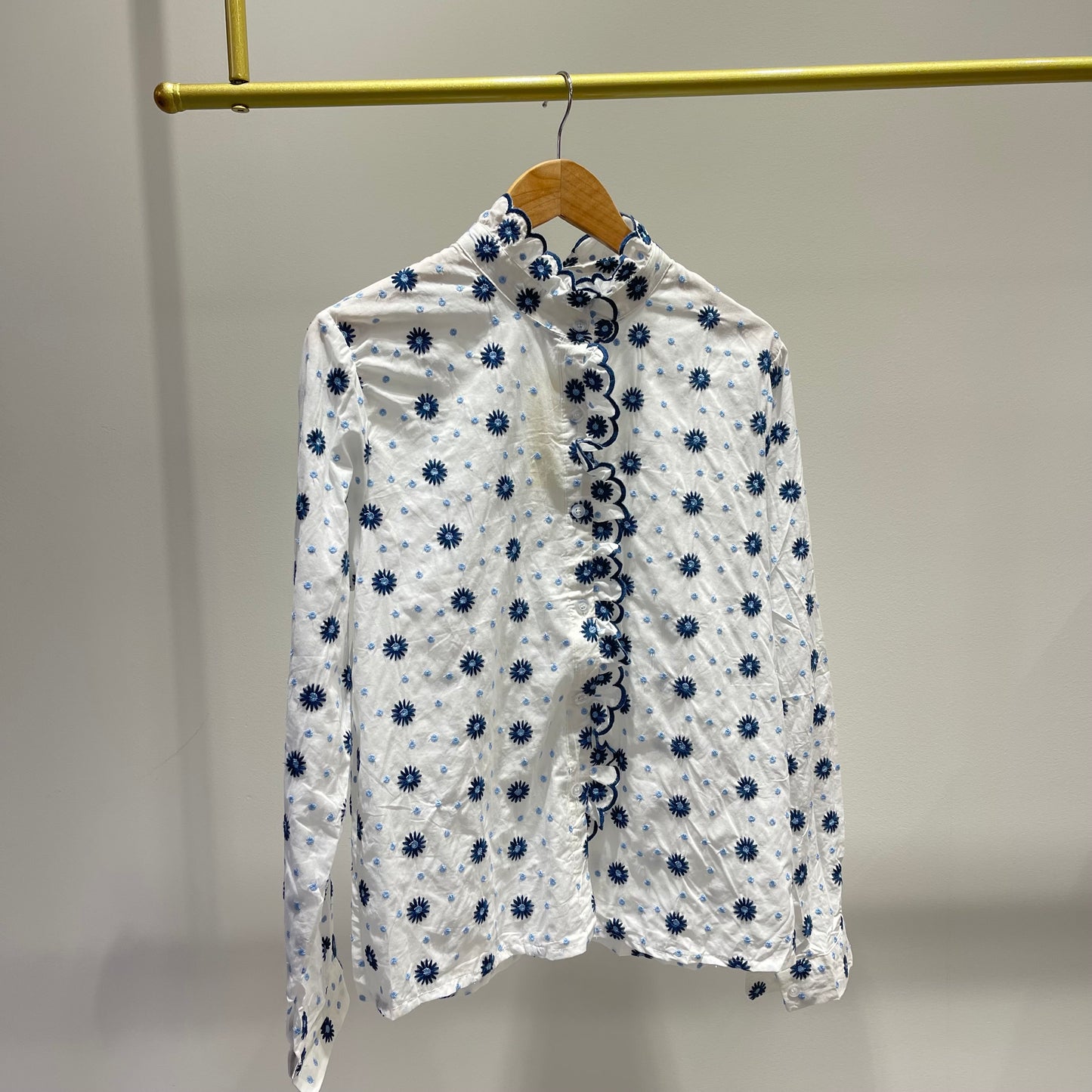BLUSA BORDADA FLORES TONOS AZULES