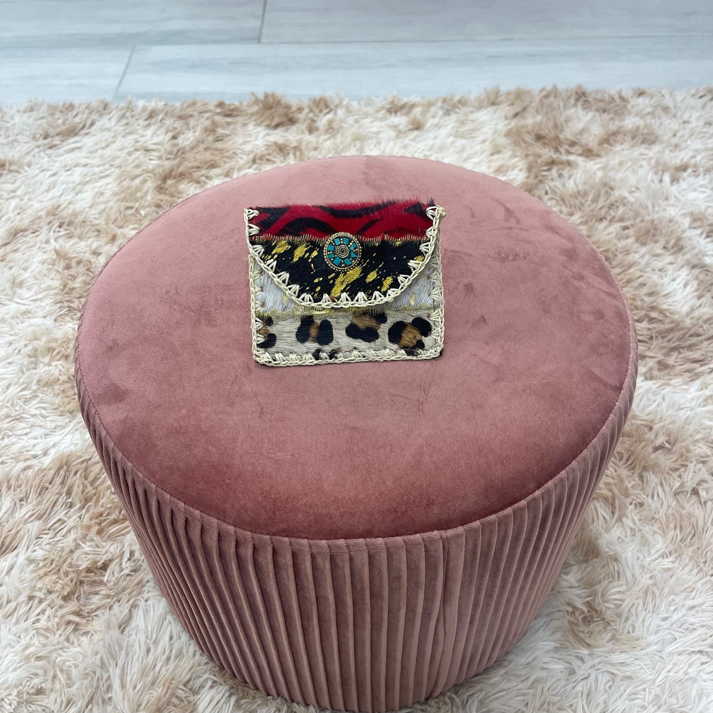 MONEDERO PIEL ESTAMPADO COMBINADO