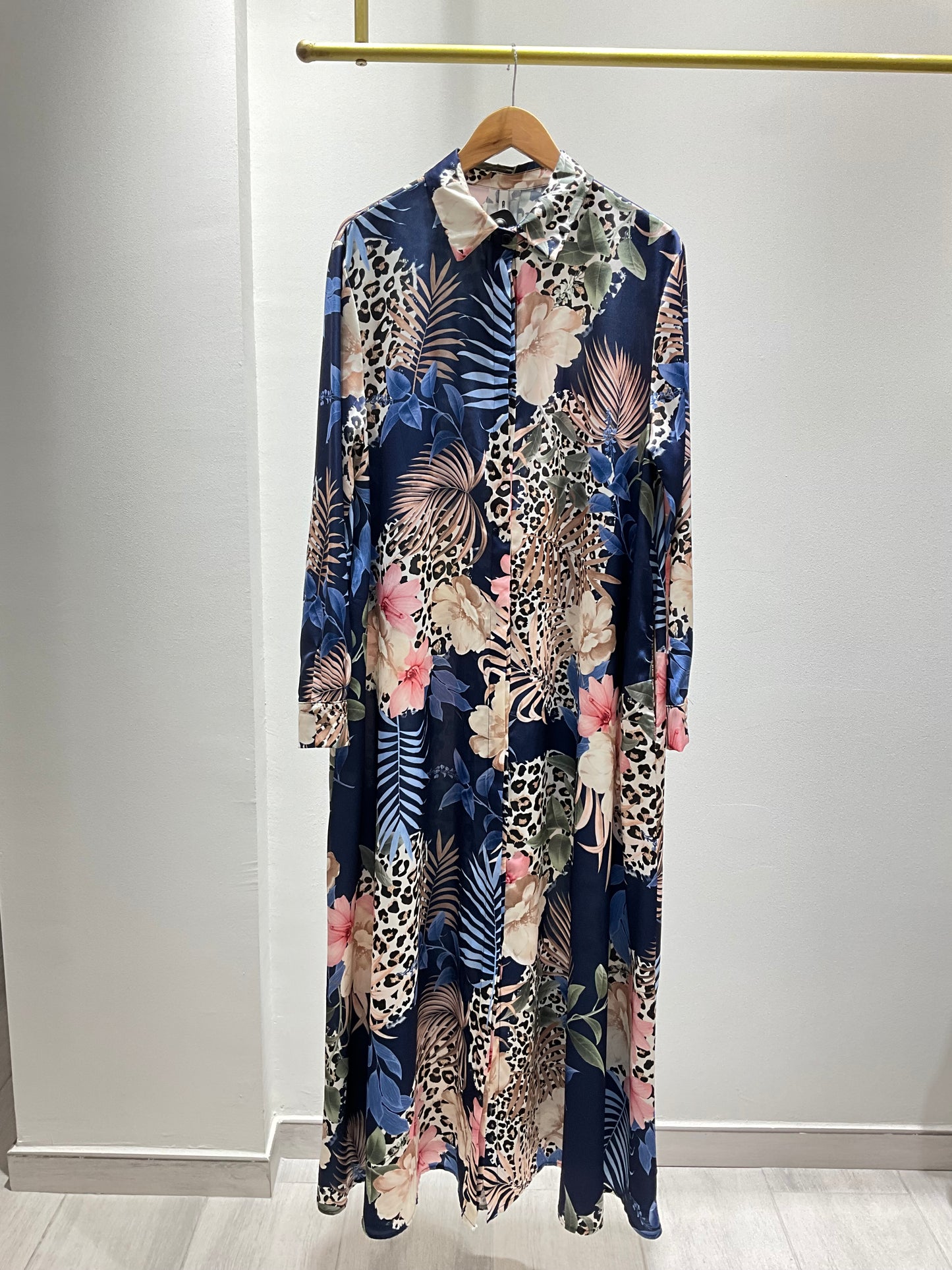 VESTIDO LARGO SATINADO ESTAMPADO