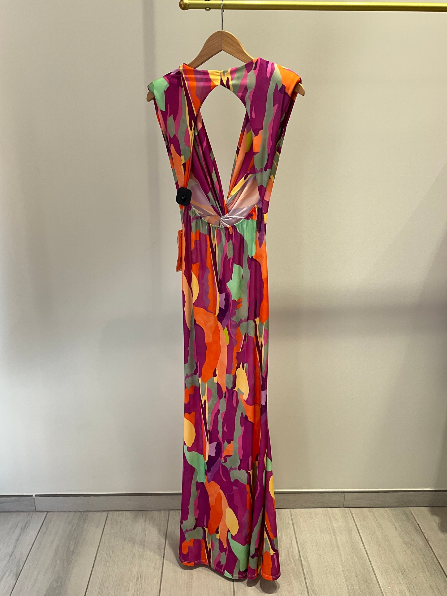 VESTIDO LARGO COLORIDO ROSA Y NARANJA