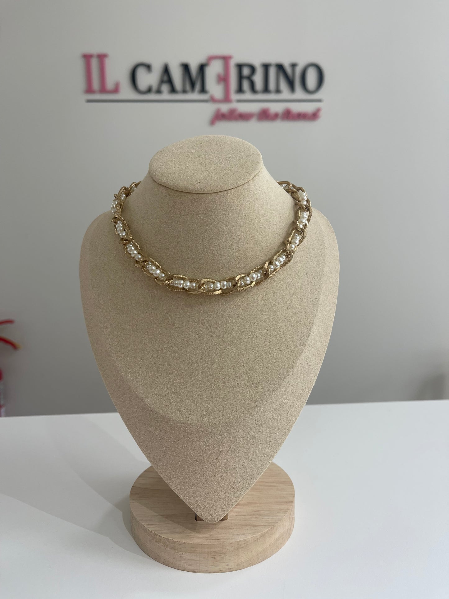 COLLAR CADENA CORDÓN CON PERLAS
