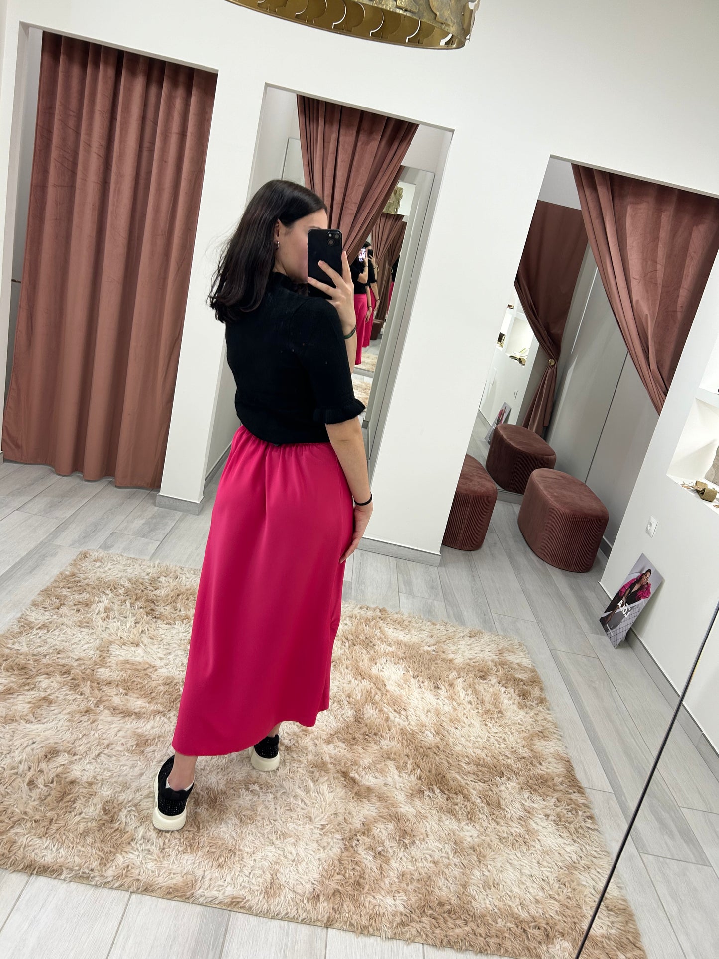 FALDA SATINADA FUCSIA