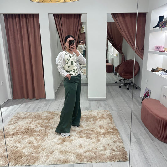 PANTALÓN FLUIDO SATINADO VERDE