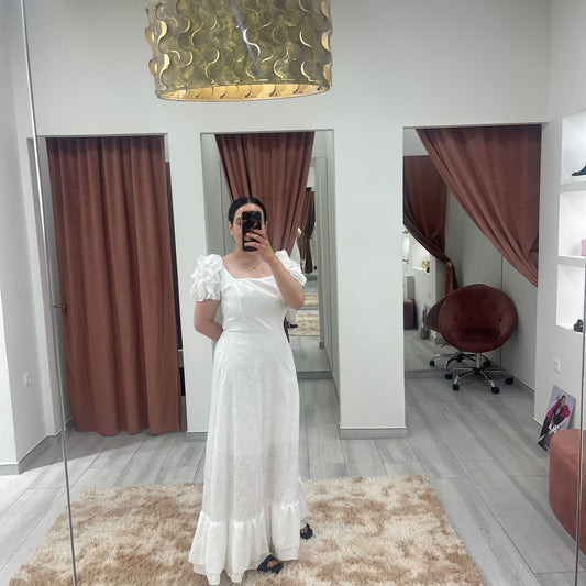 VESTIDO BLANCO MANGA VOLUMEN