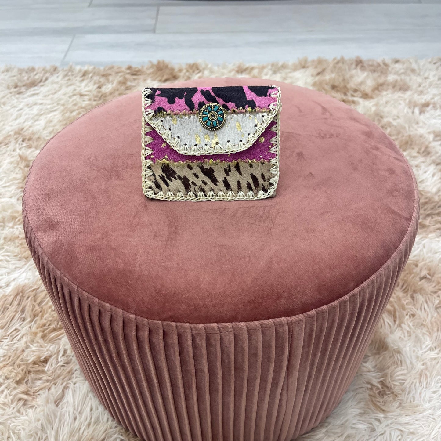 MONEDERO PIEL ESTAMPADO COMBINADO