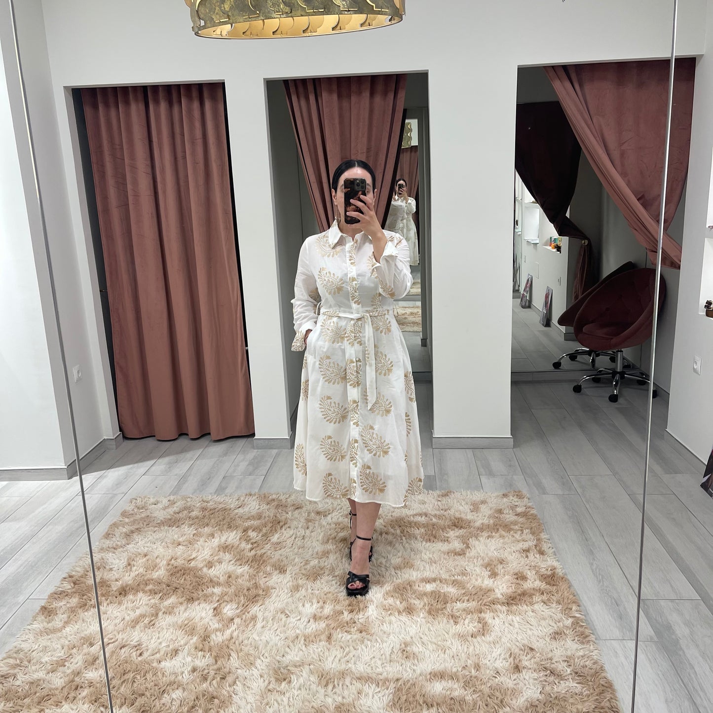 VESTIDO CAMISERO BORDADOS ORO