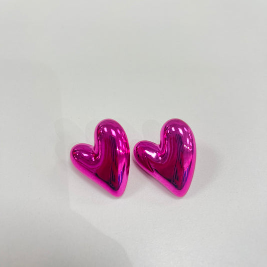 CORAZONES METALIZADOS ROSA