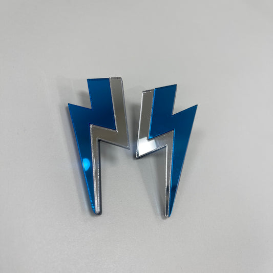 PENDIENTES RAYO AZUL Y PLATA