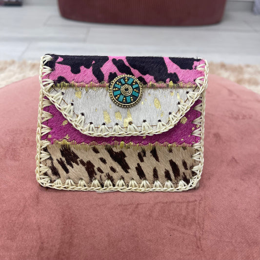 MONEDERO PIEL ESTAMPADO COMBINADO