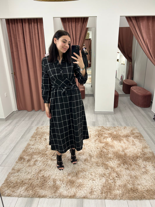 VESTIDO EVASÉ CUADROS