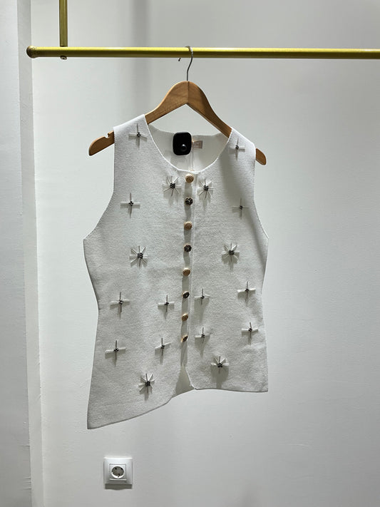 CHALECO BLANCO ABALORIOS