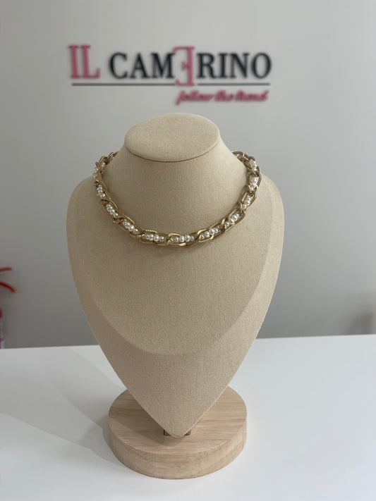 COLLAR CADENA CORDÓN CON PERLAS